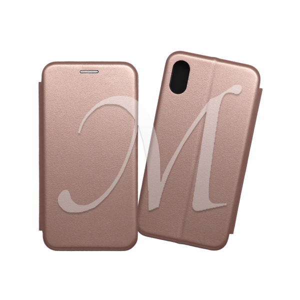 Custodia a libro realizzata in ecopelle con copertina magnetica per Apple  iPhone XS Max oro rosa